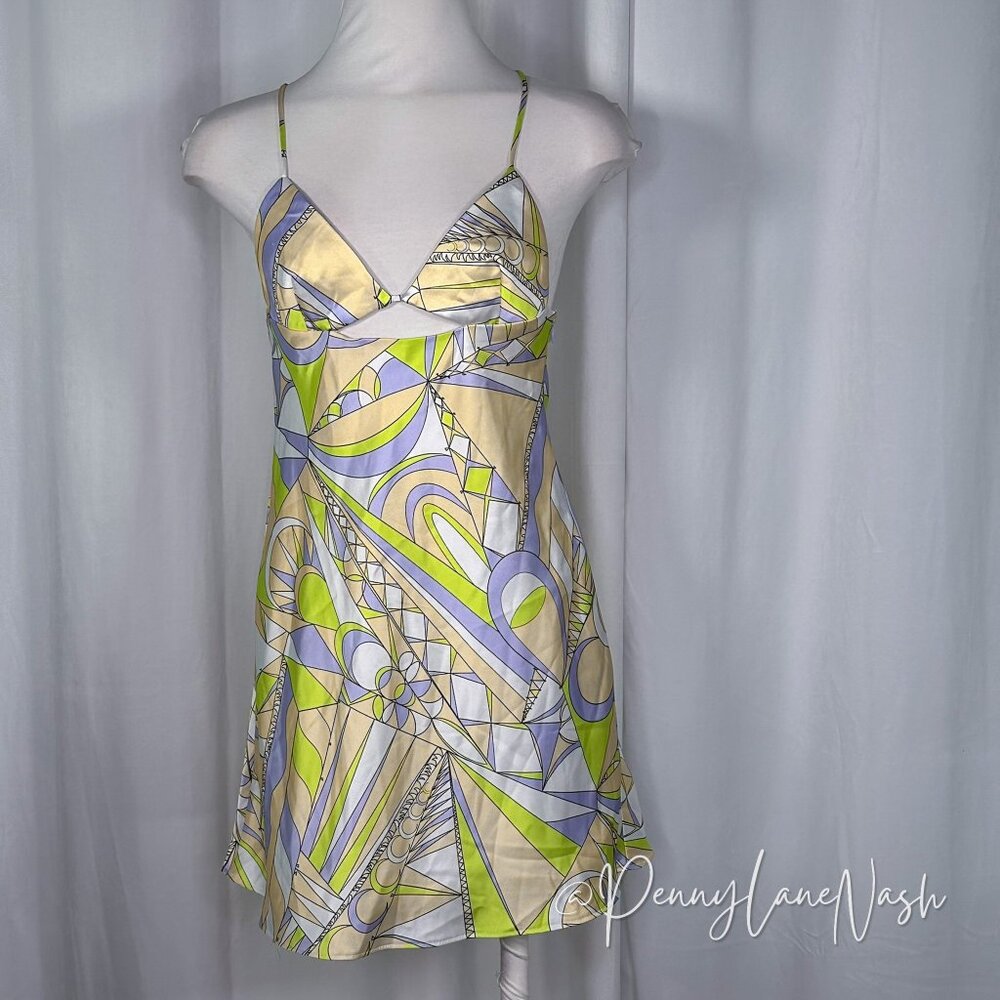 Zara Cutout Satin Effect Multicolored Mini Dress - Picture 2 of 13